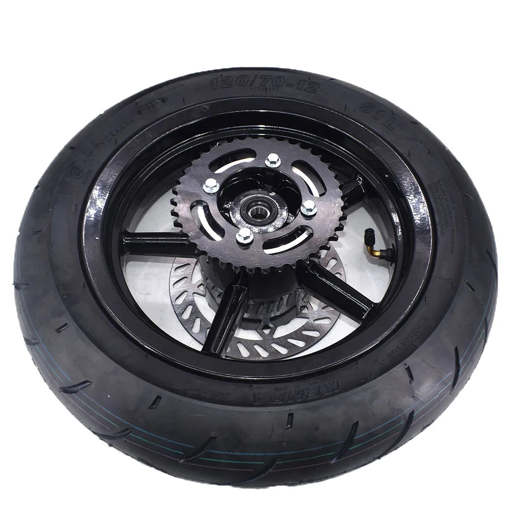 Kompletny Zestaw Kół 12" Supermoto – Felgi Aluminum, Opony Szosowe, Tarcze i Zębatka do Kugoo Wish 01 / Tutio Soleil 01