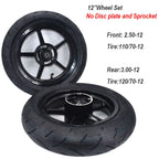 Kompletny Zestaw Kół 12" Supermoto – Felgi Aluminum, Opony Szosowe, Tarcze i Zębatka do Kugoo Wish 01 / Tutio Soleil 01