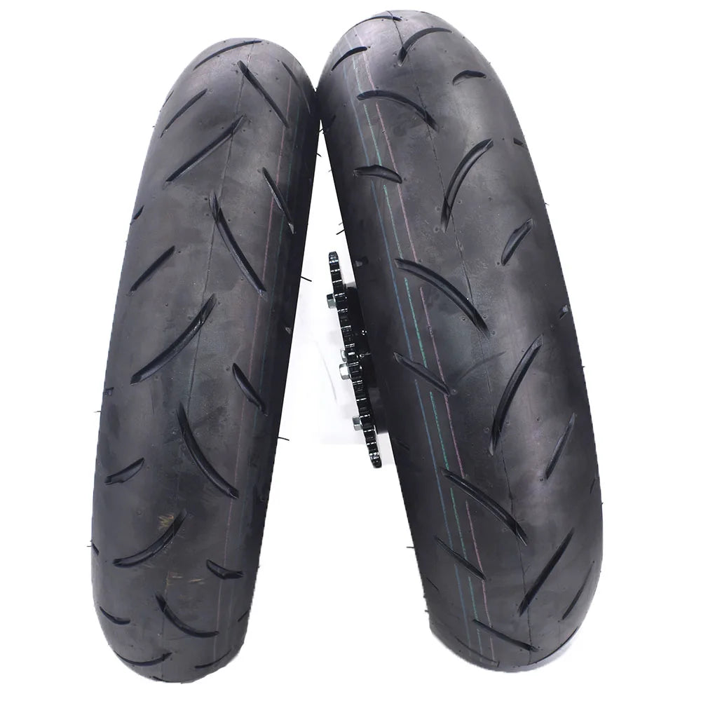 Kompletny Zestaw Kół 12" Supermoto – Felgi Aluminum, Opony Szosowe, Tarcze i Zębatka do Kugoo Wish 01 / Tutio Soleil 01