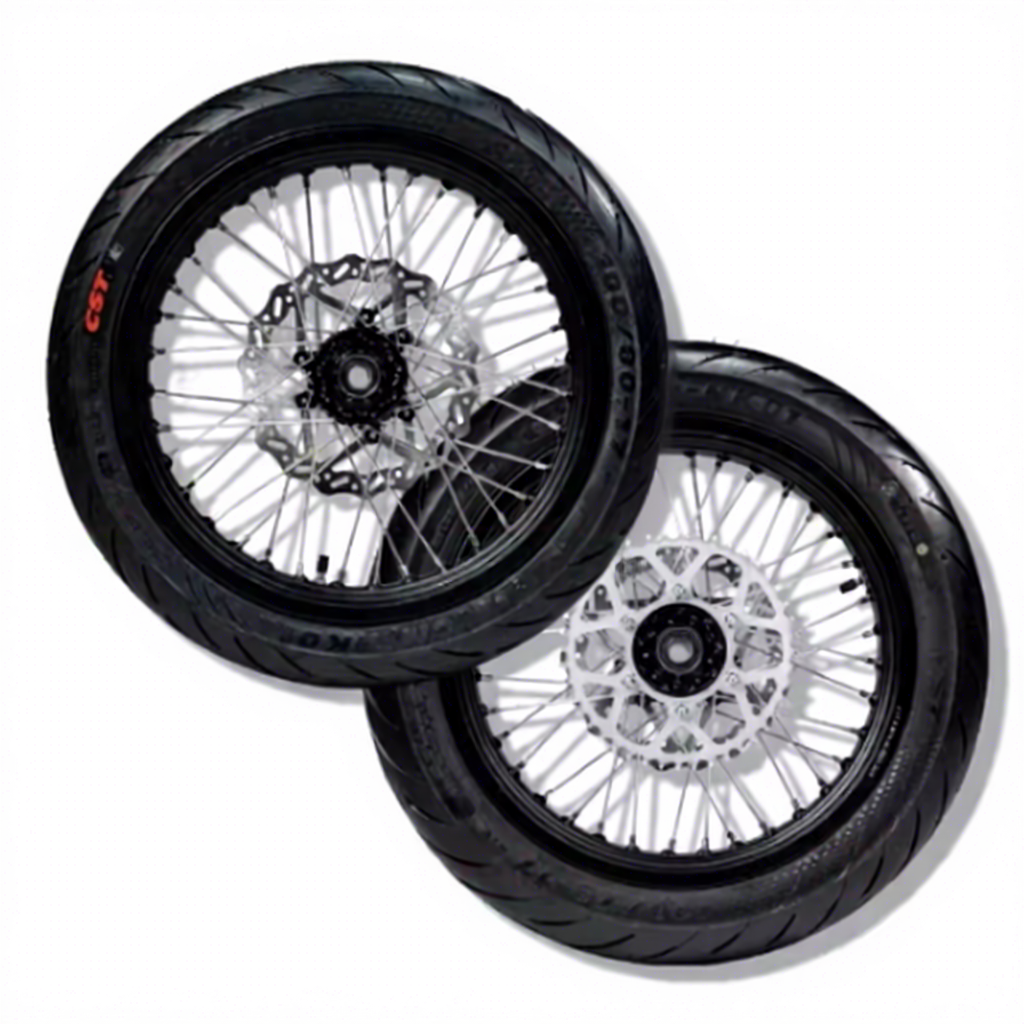 Kompletny Zestaw Kół Supermoto 17" Sur-Ron Ultra Bee – Felgi, Opony CST, Tarcze 240mm, Zębatka 46T